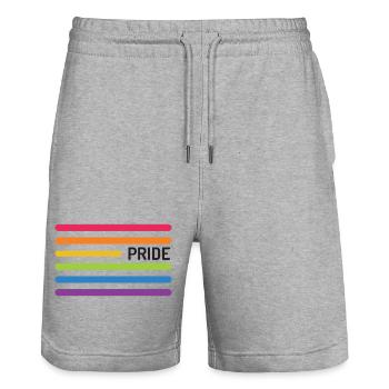 LGBT Pride Month - Pride! - Stanley/Stella Trainer Unisex Organic Jogging Shorts - heather grey - Front - Nik (191cm) & Marisol (170cm)