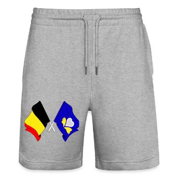 Flagge Belgien, die Region Brüssel-Hauptstadt - Stanley/Stella Unisex Bio Joggingshorts Trainer  - Grau meliert - Vorne - Nik (191cm) & Marisol (170cm)