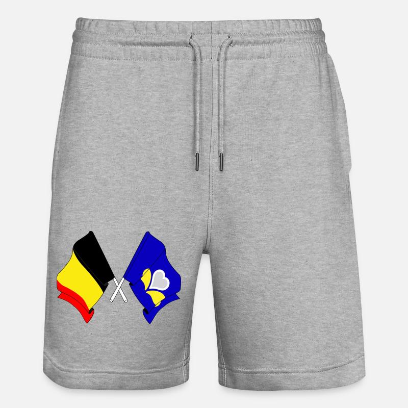 Drapeau Belgique, Région de Bruxelles-Capitale - Short de jogging bio TRAINER Stanley/Stella unisexe - gris chiné