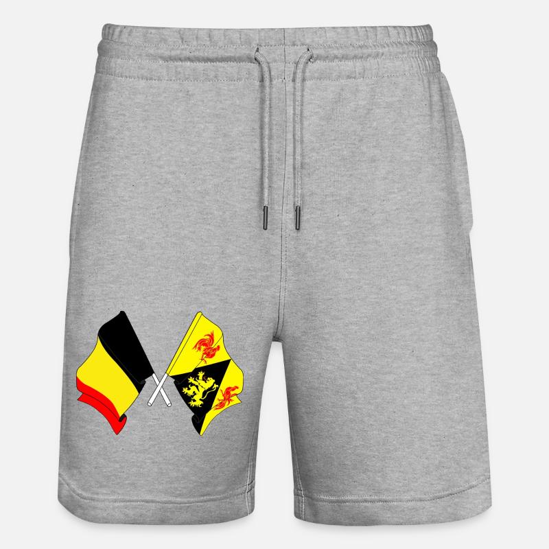 Drapeau Belgique et drapeau Brabant wallon - Short de jogging bio TRAINER Stanley/Stella unisexe - gris chiné