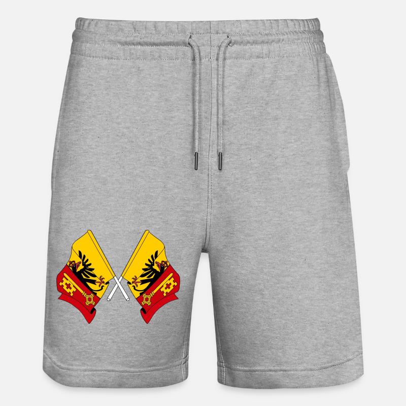 Deux drapeaux Canton de Genève, Suisse - Short de jogging bio TRAINER Stanley/Stella unisexe - gris chiné
