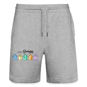 Beach huts - Stanley/Stella Trainer Unisex Organic Jogging Shorts - heather grey - Front - Nik (191cm) & Marisol (170cm)