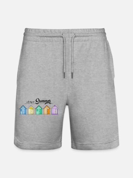 Beach huts - Stanley/Stella Trainer Unisex Organic Jogging Shorts - heather grey