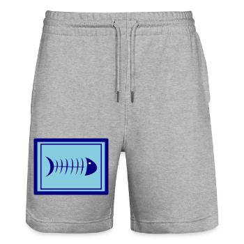 SARDINE. FISCH. APRILSCHERZ. OSTERN. MEER - Stanley/Stella Unisex Bio Joggingshorts Trainer  - Grau meliert - Vorne - Nik (191cm) & Marisol (170cm)
