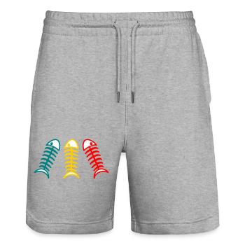 SARDINE. FISH. APRIL FOOLS. EASTER. SEA - Stanley/Stella Trainer Unisex Organic Jogging Shorts - heather grey - Front - Nik (191cm) & Marisol (170cm)