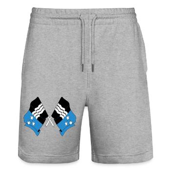 Zwei Flaggen der Aargauer Schweiz - Stanley/Stella Unisex Bio Joggingshorts Trainer  - Grau meliert - Vorne - Nik (191cm) & Marisol (170cm)