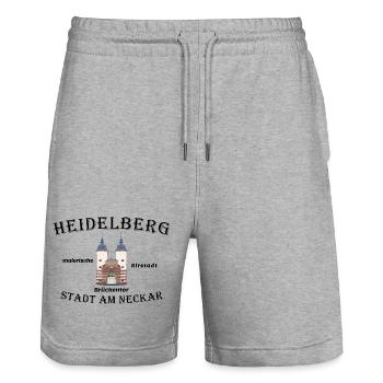 Porte du pont de Heidelberg, dessin, Allemagne - Short de jogging bio TRAINER Stanley/Stella unisexe - gris chiné - Devant - Nik (191cm) & Marisol (170cm)