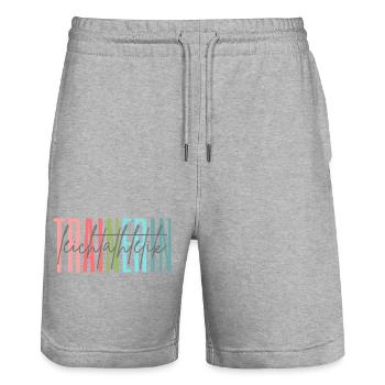 Trainerin Leichtathletik Leichtathletiktrainerin - Stanley/Stella Unisex Bio Joggingshorts Trainer  - Grau meliert - Vorne - Nik (191cm) & Marisol (170cm)
