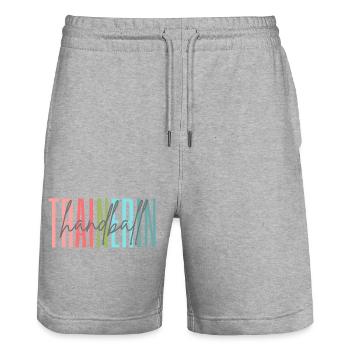 Trainerin Handball Handballtrainerin Geschenk - Stanley/Stella Unisex Bio Joggingshorts Trainer  - Grau meliert - Vorne - Nik (191cm) & Marisol (170cm)