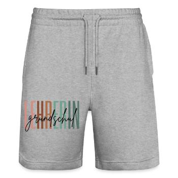 Lehrerin Grundschule Grundschullehrerin Geschenk - Stanley/Stella Unisex Bio Joggingshorts Trainer  - Grau meliert - Vorne - Nik (191cm) & Marisol (170cm)