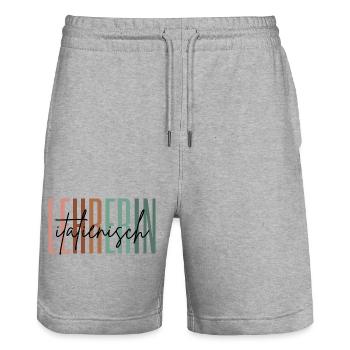 Lehrerin Italienisch Italienischlehrerin Geschenk - Stanley/Stella Unisex Bio Joggingshorts Trainer  - Grau meliert - Vorne - Nik (191cm) & Marisol (170cm)