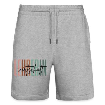 Lehrerin Wirtschaft Wirtschaftslehrerin Geschenk - Stanley/Stella Unisex Bio Joggingshorts Trainer  - Grau meliert - Vorne - Nik (191cm) & Marisol (170cm)