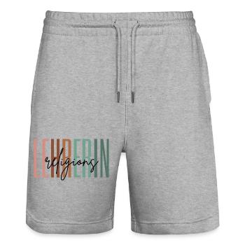 Lehrerin Religion Religionslehrerin Geschenk - Stanley/Stella Unisex Bio Joggingshorts Trainer  - Grau meliert - Vorne - Nik (191cm) & Marisol (170cm)