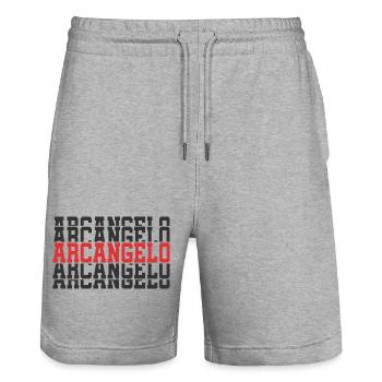 Archangel T-Shirt T-Shirt Gift Stacked Text - Stanley/Stella Trainer Unisex Organic Jogging Shorts - heather grey - Front - Nik (191cm) & Marisol (170cm)