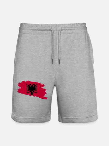 Albanian Albanian Pride Albanian - Stanley/Stella Trainer Unisex Organic Jogging Shorts - heather grey
