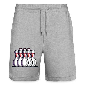 Pixel Bowling Pins - Stanley/Stella Unisex Bio Joggingshorts Trainer  - Grau meliert - Vorne - Nik (191cm) & Marisol (170cm)