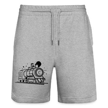 Graphiques de locomotive - Short de jogging bio TRAINER Stanley/Stella unisexe - gris chiné - Devant - Nik (191cm) & Marisol (170cm)