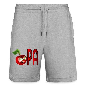 Schriftzug OPA - Großvater - Großpapa Rentner - Stanley/Stella Unisex Bio Joggingshorts Trainer  - Grau meliert - Vorne - Nik (191cm) & Marisol (170cm)