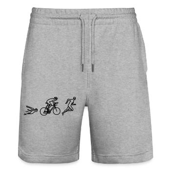 Schwimmen Radfahren Laufen - Stanley/Stella Unisex Bio Joggingshorts Trainer  - Grau meliert - Vorne - Nik (191cm) & Marisol (170cm)