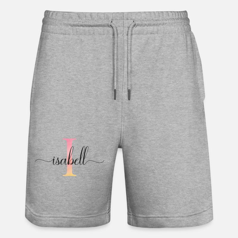 J | Monogramme | Nom | Isabelle |Aquarelle - Short de jogging bio TRAINER Stanley/Stella unisexe - gris chiné