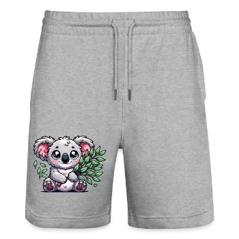 Der niedliche Koala mit einem Eukalyptus Strauß - Stanley/Stella Unisex Bio Joggingshorts Trainer  - Grau meliert - Vorne - Nik (191cm) & Marisol (170cm)