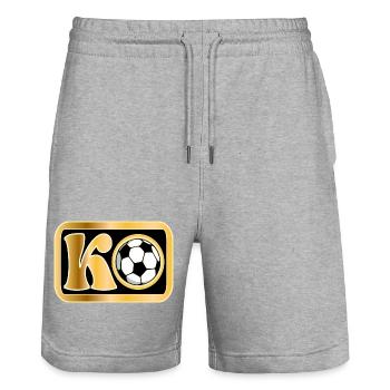 KNOCKOUT - Stanley/Stella Trainer Unisex Organic Jogging Shorts - heather grey - Front - Nik (191cm) & Marisol (170cm)