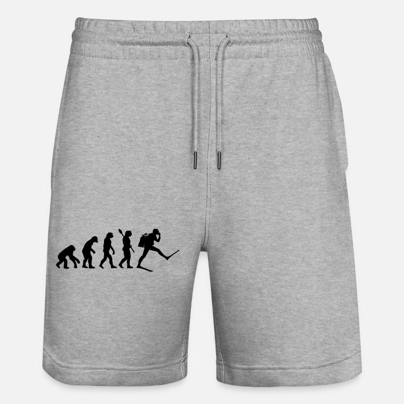 Scuba Diver Funny Human Evolution - Stanley/Stella Trainer Unisex Organic Jogging Shorts - heather grey
