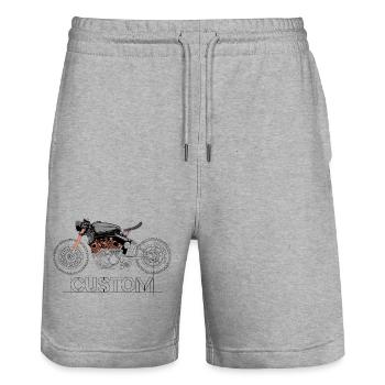 Motorcycle Custom Biker Drawing Moto Symbol Logo - Stanley/Stella Trainer Unisex Organic Jogging Shorts - heather grey - Front - Nik (191cm) & Marisol (170cm)