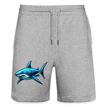 Requin - Short de jogging bio TRAINER Stanley/Stella unisexe - gris chiné - Devant - Nik (191cm) & Marisol (170cm)
