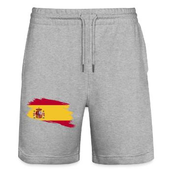 Spanien! - Stanley/Stella Unisex Bio Joggingshorts Trainer  - Grau meliert - Vorne - Nik (191cm) & Marisol (170cm)