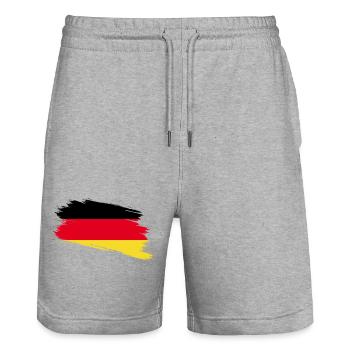 Allemagne - Short de jogging bio TRAINER Stanley/Stella unisexe - gris chiné - Devant - Nik (191cm) & Marisol (170cm)