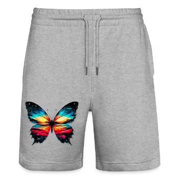 Schmetterling - Stanley/Stella Unisex Bio Joggingshorts Trainer  - Grau meliert - Vorne - Nik (191cm) & Marisol (170cm)