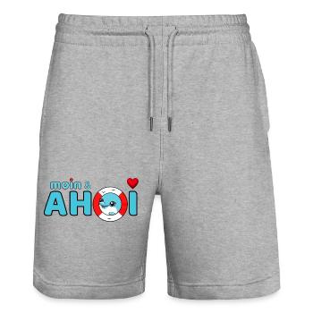 Moin and Ahoy - Stanley/Stella Trainer Unisex Organic Jogging Shorts - heather grey - Front - Nik (191cm) & Marisol (170cm)