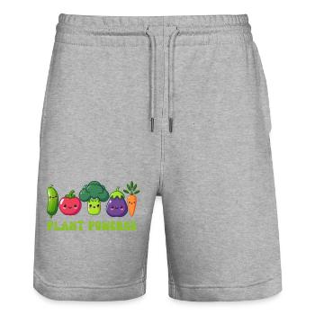 Vegetarisch, pflanzlich - Stanley/Stella Unisex Bio Joggingshorts Trainer  - Grau meliert - Vorne - Nik (191cm) & Marisol (170cm)