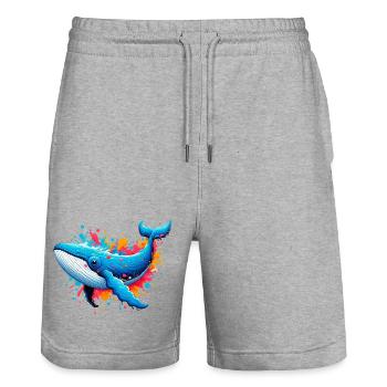 Wal - Stanley/Stella Unisex Bio Joggingshorts Trainer  - Grau meliert - Vorne - Nik (191cm) & Marisol (170cm)
