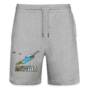 Aquarell Landkarte Anguilla - Stanley/Stella Unisex Bio Joggingshorts Trainer  - Grau meliert - Vorne - Nik (191cm) & Marisol (170cm)