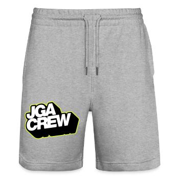 JGA-Crew 3D-Typo 3C - Stanley/Stella Unisex Bio Joggingshorts Trainer  - Grau meliert - Vorne - Nik (191cm) & Marisol (170cm)