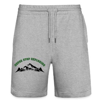 Hören Sie nie auf zu erkunden - Stanley/Stella Unisex Bio Joggingshorts Trainer  - Grau meliert - Vorne - Nik (191cm) & Marisol (170cm)
