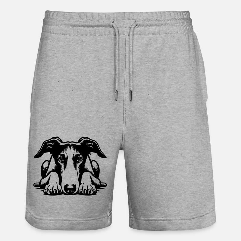Galgo Kopf mit Pfoten - Stanley/Stella Unisex Bio Joggingshorts Trainer  - Grau meliert