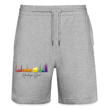 Regenbogen-Stadtlandschaft Aquarell - Stanley/Stella Unisex Bio Joggingshorts Trainer  - Grau meliert - Vorne - Nik (191cm) & Marisol (170cm)