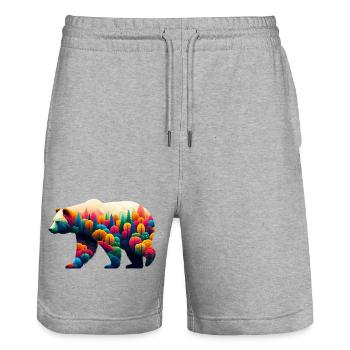 Bear - Stanley/Stella Trainer Unisex Organic Jogging Shorts - heather grey - Front - Nik (191cm) & Marisol (170cm)