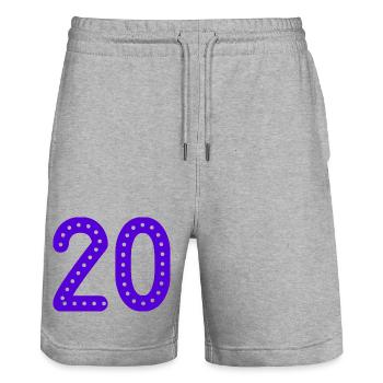 20. 20 ANS. 20e ANNIVERSAIRE. ANNIVERSAIRE 20 ANS. - Short de jogging bio TRAINER Stanley/Stella unisexe - gris chiné - Devant - Nik (191cm) & Marisol (170cm)