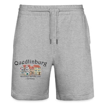Quedlinburg, Welterbestadt, Deutschland - Stanley/Stella Unisex Bio Joggingshorts Trainer  - Grau meliert - Vorne - Nik (191cm) & Marisol (170cm)