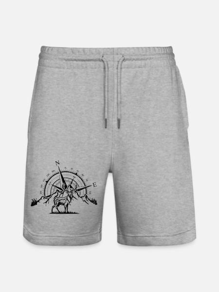 Compass and Deer in the Mountains - Stanley/Stella Trainer Unisex Organic Jogging Shorts - heather grey