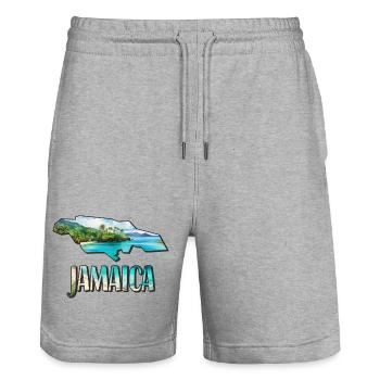 Aquarell Landkarte Jamaica - Stanley/Stella Unisex Bio Joggingshorts Trainer  - Grau meliert - Vorne - Nik (191cm) & Marisol (170cm)