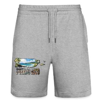Aquarell Landkarte Puerto Rico - Stanley/Stella Unisex Bio Joggingshorts Trainer  - Grau meliert - Vorne - Nik (191cm) & Marisol (170cm)