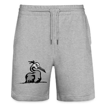 sitzender Pelikan - Stanley/Stella Unisex Bio Joggingshorts Trainer  - Grau meliert - Vorne - Nik (191cm) & Marisol (170cm)