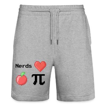 nerds love apple pi pie sprüche math s pixel - Stanley/Stella Unisex Bio Joggingshorts Trainer  - Grau meliert - Vorne - Nik (191cm) & Marisol (170cm)