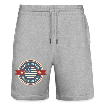 Fabriqué aux États-Unis Rétro Grunge Design américain - Short de jogging bio TRAINER Stanley/Stella unisexe - gris chiné - Devant - Nik (191cm) & Marisol (170cm)