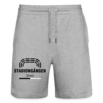 Graz Stadiongänger – Geschenk Fußball Fan - Stanley/Stella Unisex Bio Joggingshorts Trainer  - Grau meliert - Vorne - Nik (191cm) & Marisol (170cm)